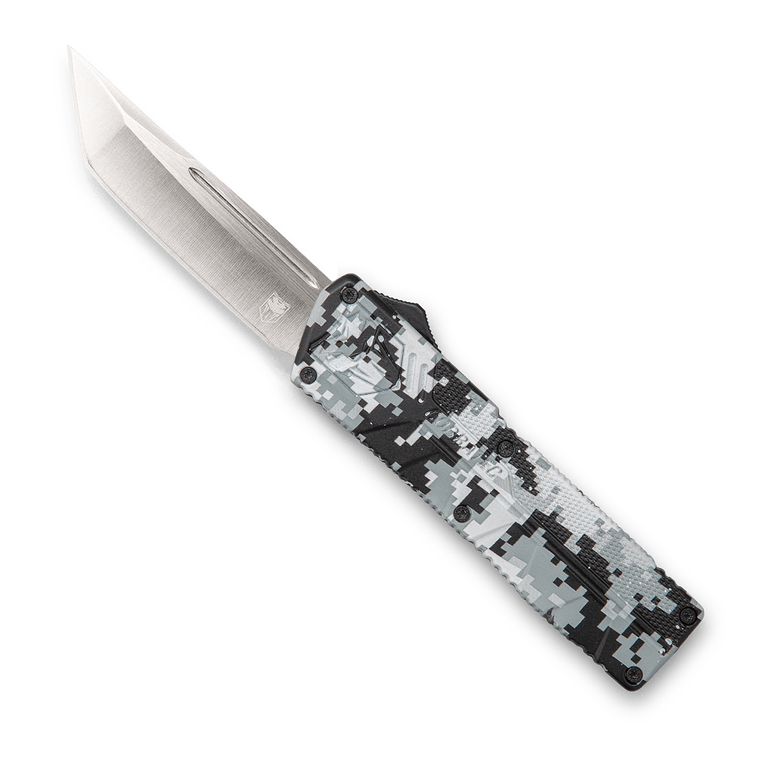 CobraTec Knives WDCCTLETNS Lightweight3.25" OTF Tanto Plain D2 Steel Blade/Winter Digi Camo Aluminum Handle Includes Pocket Clip