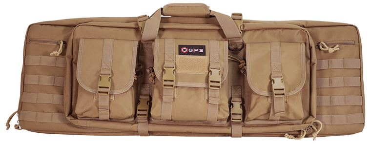 GPS Bags DRC36FDE Double36" Flat Dark Earth 600D Polyester with 2 Padded Pistol Sleeves, MOLLE Webbing & Lockable Zippers
