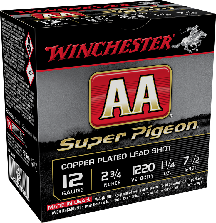 Winchester Ammo AA12SP7 AA Super Pigeon 12 Gauge 2.75" 1 1/4 oz 1220 fps 7.5 Shot 25ea 