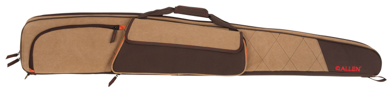 Allen 82152 Humbolt Shotgun Case made of Cotton Canvas with Tan Finish & Endura Brown Panels, Pockets, Quilted Interior & Lockable Zipper Includes Choke Tube Organizer 52" L