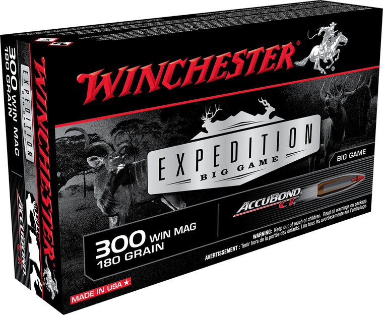 Winchester Ammo S300WMCT Expedition Big Game Hunting 300 Win Mag 180 gr Winchester AccuBond CT 20 Per Box/ 10 Cs