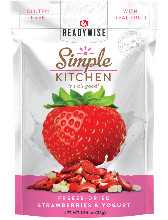 ReadyWise SK05913 Simple Kitchen Freeze Dried Fruit Strawberry Yogurt Tart 1 Serving Pouch 6 Per Case