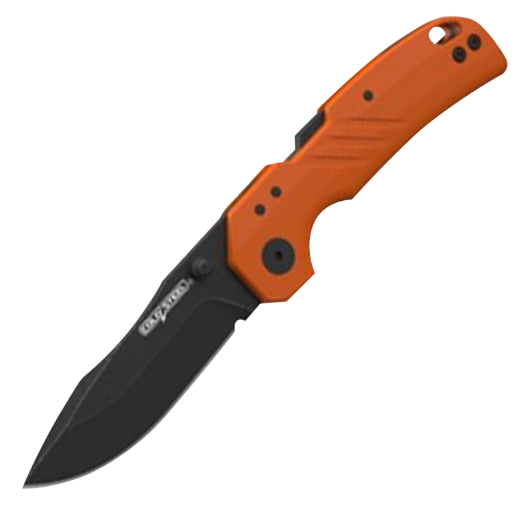 Cold Steel CSFL30DPLDBOZ Engage3" Folding Tanto Plain Black PVD Stonewashed 4116 SS Blade/4.11" Orange GFN Handle Includes Belt Clip
