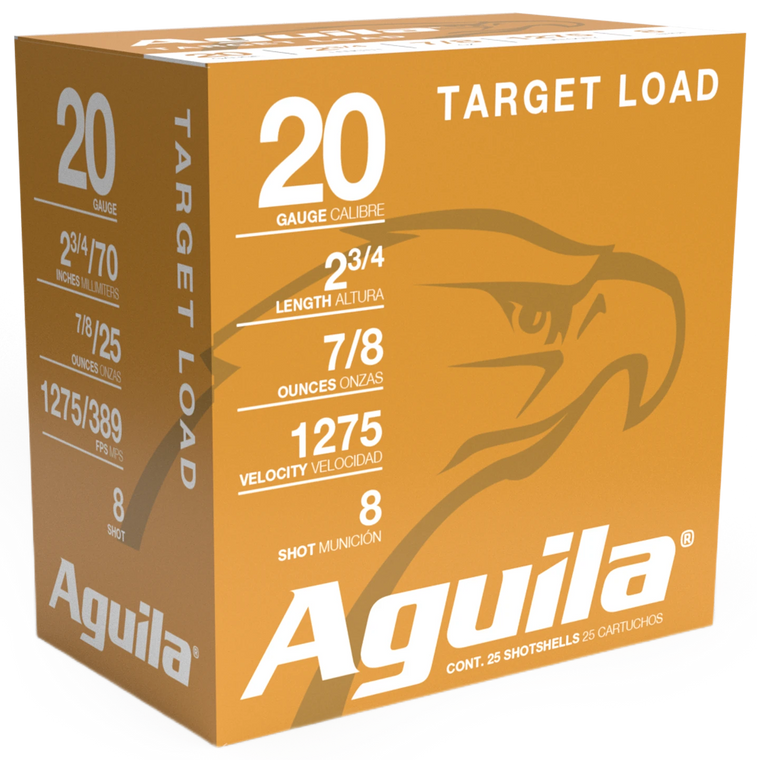 Aguila 1CHB2038 Target Load Competition 20 Gauge 2.75" 7/8 oz 8 Shot 25 Per Box/ 10 Cs