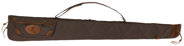 Browning 1413886952 Lona Rifle Case 52" Flint with Brown Trim Canvas with Foam Padding, Double-Pull Zipper & Snap Closure Side Pocket with Cartridge Loops