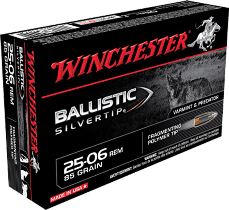 Winchester Ammo SBST2506A Ballistic Silvertip Hunting 25-06 Rem 85 gr Fragmenting Polymer Tip 20 Per Box/ 10 Cs