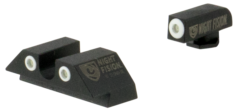 Night Fision GLK001007WGW Tritium Night Sights For GlockBlack | Green Tritium White Ring Front Sight Green Tritium White Ring Rear Sight