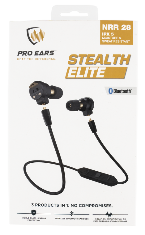 Pro Ears Stealth Elite Bluetooth Rechargeable Enhancement & Protection (NRR 28dB) Black