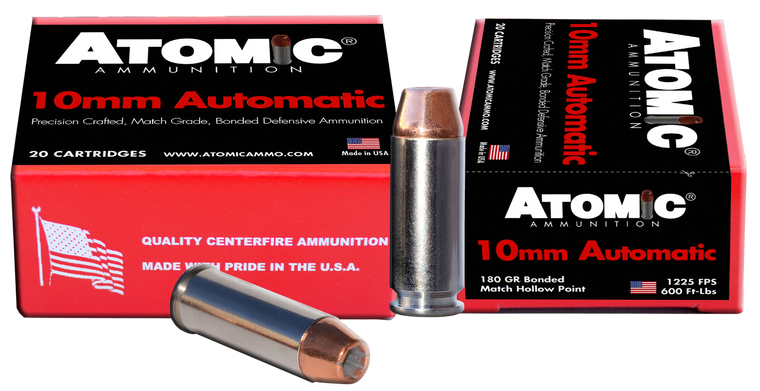 Atomic Ammunition 00457 Pistol Precision Craft 10mm Auto 180 gr Bonded Match Hollow Point 20 Per Box/ 10 Cs