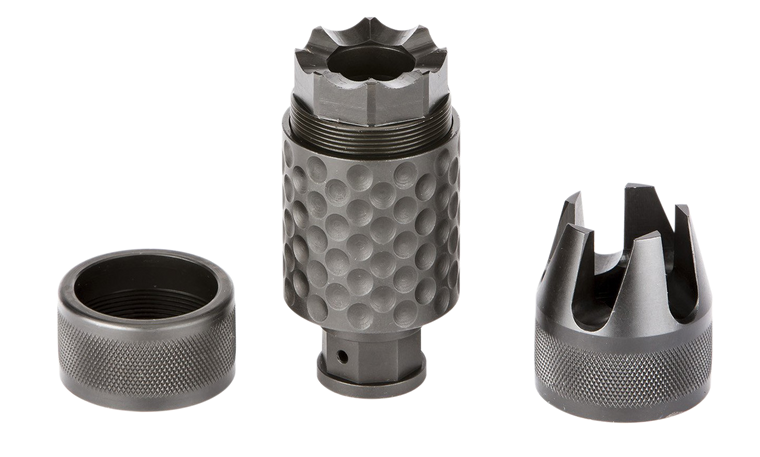 Spikes Tactical SAKB0200 Barking Spider2 Muzzle Brake Black Nitride 4140 Chromoly Steel with 5/8"-24 tpi Threads, 3.75" OAL & 1.40" Diameter for 30 Cal