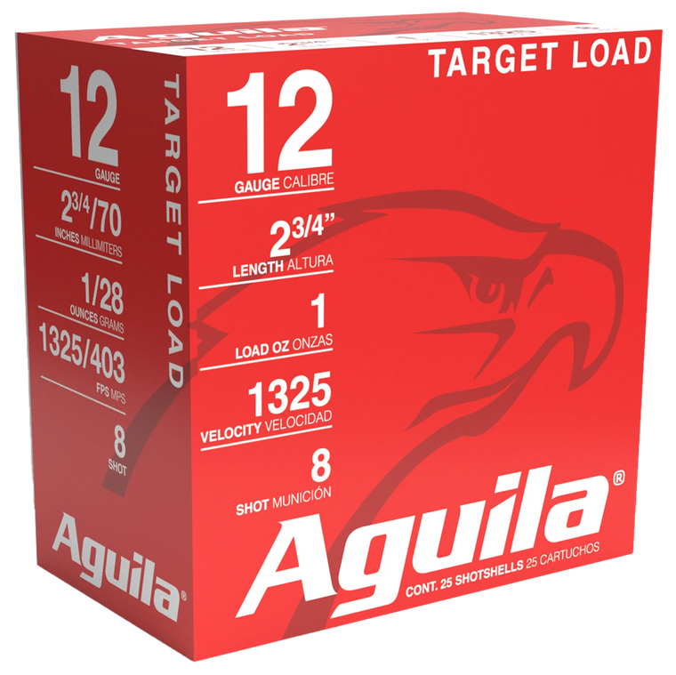 Aguila 1CHB1286 Sporting Clays High Velocity 12 Gauge 2.75" 1 oz 8 Shot 25 Per Box/ 10 Cs