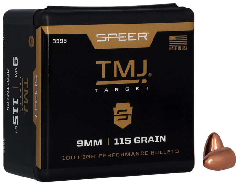Speer Bullets 9mm (355 Diameter) 115 Grain Total Metal Jacket Box of 100