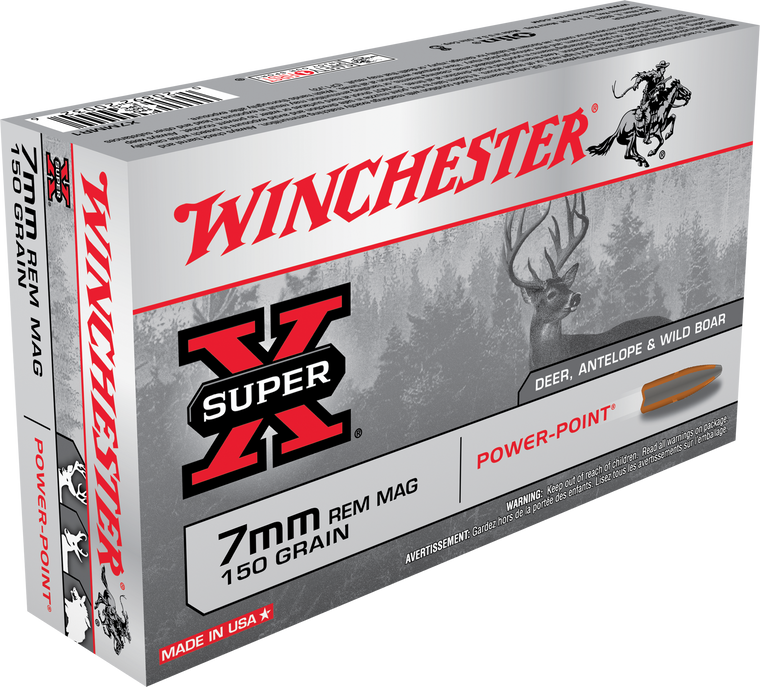 Winchester Power Point Ammunition 7mm Remington Magnum 150 Grain Power-Point 20RD