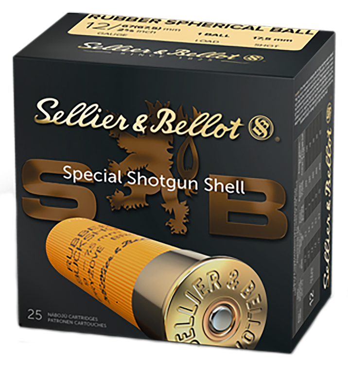 Sellier & Bellot SB12RBA Shotgun12 Gauge 2.75" 2 11/16 oz 1 Rubber Ball Shot 25 Bx/ 10 Cs