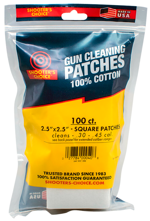 Shooters Choice 917100 Cleaning Patches30 Cal 45 Cal 2.50" Cotton Pkg of 100