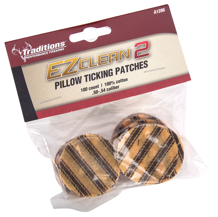 Traditions A1286 EZ Clean 2 Pillow Ticking Patches .50-.54 Cal Cotton 100 Per Pack