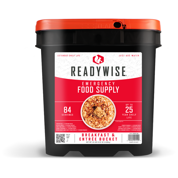 ReadyWise RW01184 Meals Ready to Eat Freeze Dried Entrees 84 Servings Per Bucket