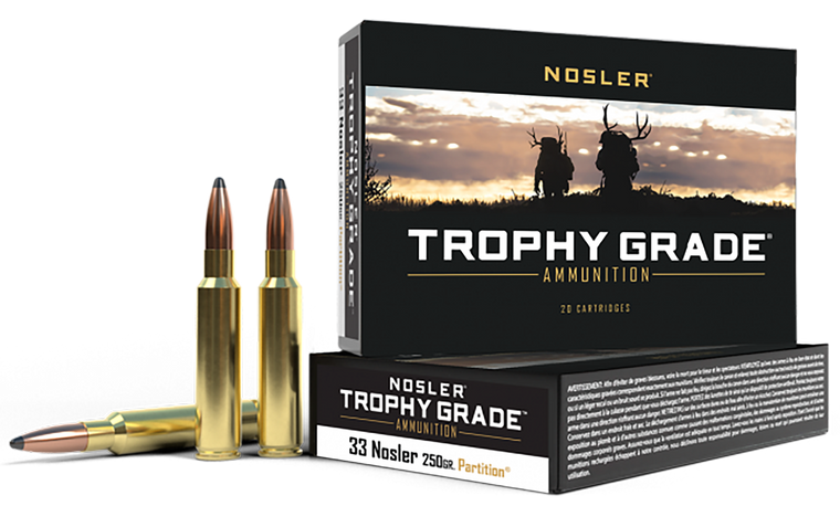 Nosler Trophy Grade Ammunition 33 Nosler 250 Grain Partition 20RD