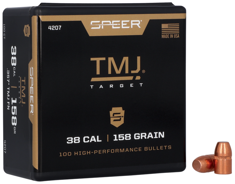 Speer Bullets 38 Caliber (357 Diameter) 158 Grain Total Metal Jacket Box of 100