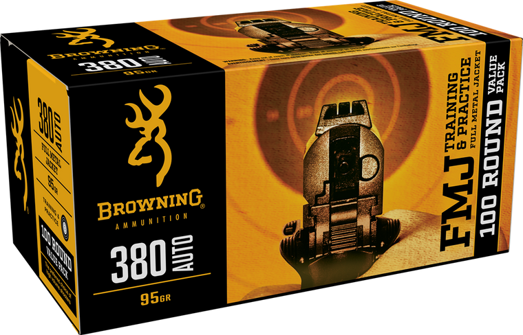Browning Ammo B191803804 BPT Performance Target 380 ACP 95 gr FMJ100 Per Box/ 5 Cs