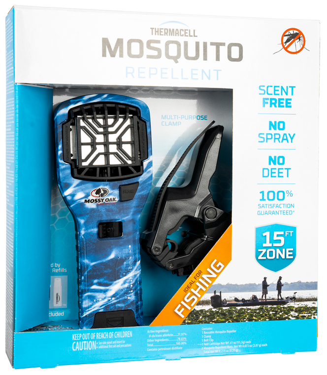 Thermacell MR300MO MR300 Portable Repeller Fishing Bundle Mossy Oak Blue Marlin Effective 15 ft Odorless Scent Repels Mosquito Effective Up to 12 hrs
