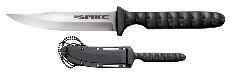 Cold Steel CS53NBS Spike4" Fixed Bowie Plain 4116 Stainless Steel Blade/Black Scalloped Griv-Ex Handle Includes Sheath