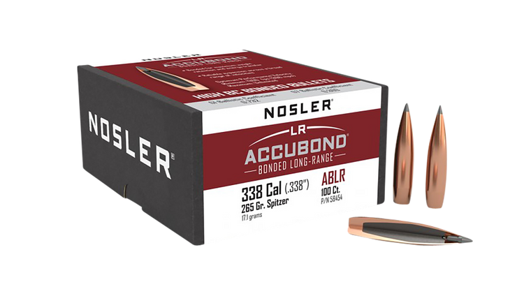 Nosler AccuBond Long Range Bullets 338 Caliber (338 Diameter) 265 Grain Bonded Spitzer Boat Tail Box of 100