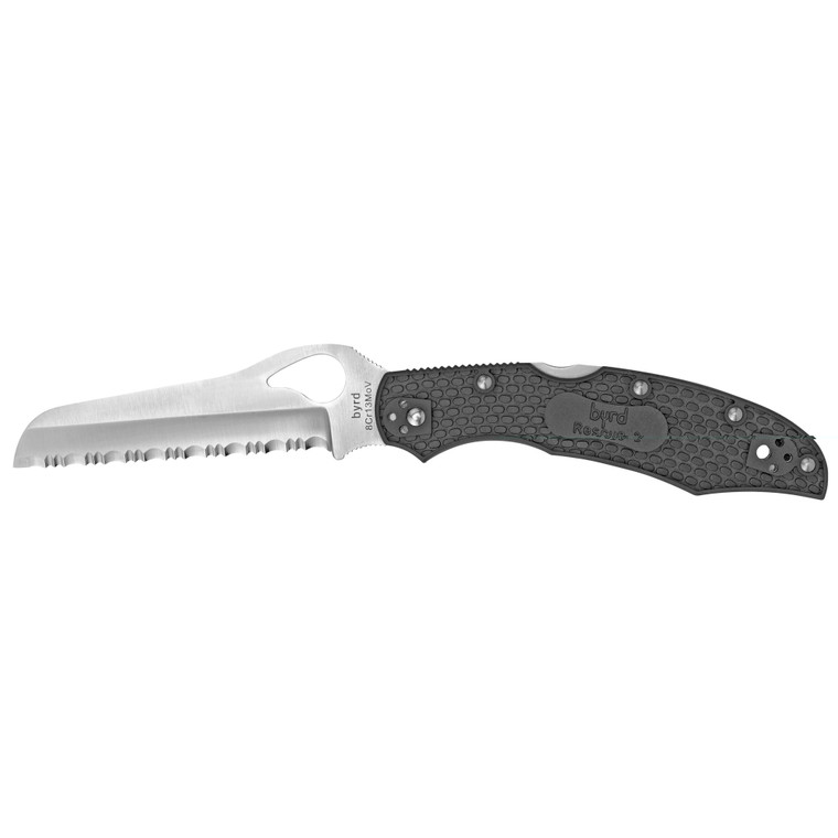 Spyderco Byrd, Cara Cara 2 Rescue, Folding Knife, Lightweight, Black BY17SBK2 