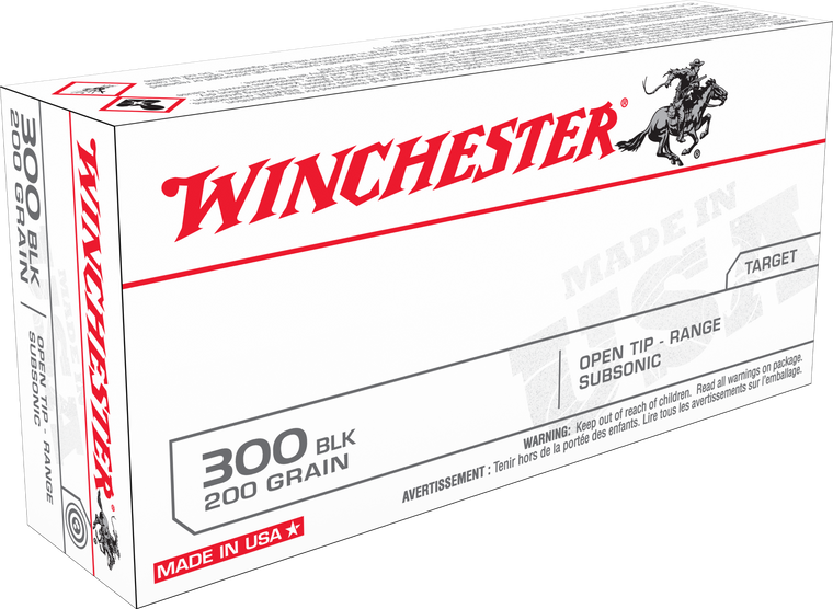 Winchester USA Ammunition 300 AAC Blackout Subsonic 200 Grain Open Tip Range