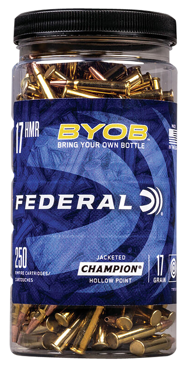 Federal BYOB Ammunition 17 Hornady Magnum Rimfire (HMR) 17 Grain Speer TNT Bottle of 250