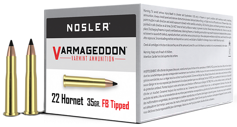 Nosler 41132 Varmageddon Varmint 22 Hornet 35 gr Flat Base Tipped (FBT) 50 Per Box/ 6 Cs