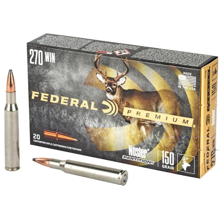 Federal Premium Ammunition 270 Winchester 150 Grain Nosler Partition 20RD