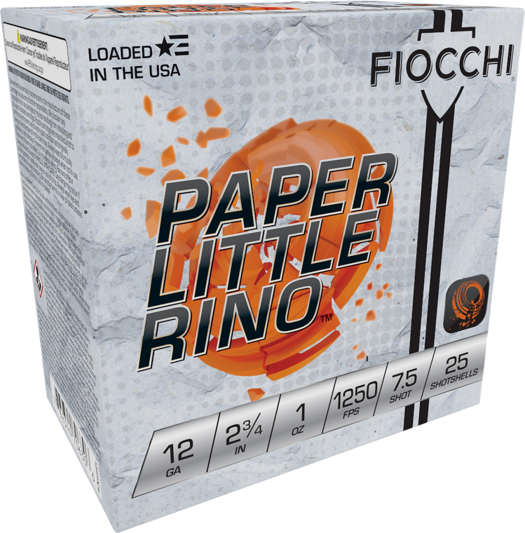 Fiocchi 12FPTX75 Paper Little Rino Extrema 12 Gauge 2.75" 1 oz 7.5 Shot 25 Per Box/ 10 Cs