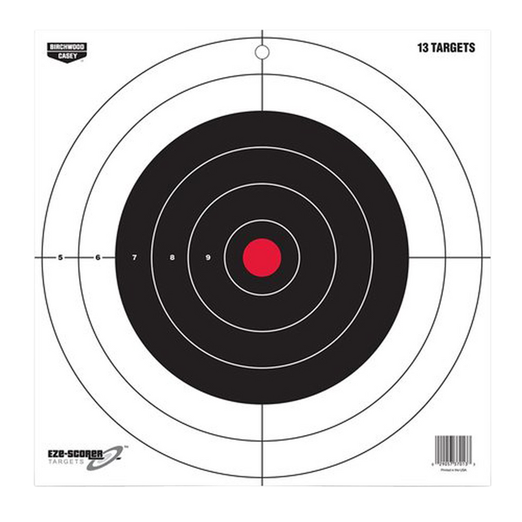 Birchwood Casey 37013 EZE-Scorer12" Bullseye Paper Hanging Pistol/Rifle Black/Red 13 Per Pkg