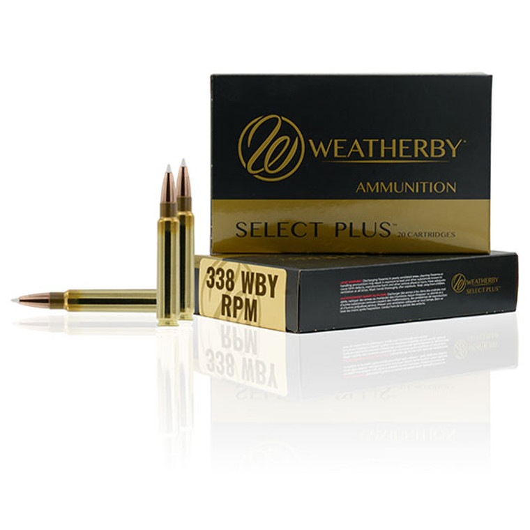 Weatherby Select Plus Ammunition 338 Weatherby Rebated Precision Magnum 225 Grain Barnes TTSX Polymer Tip Lead Free 20RD