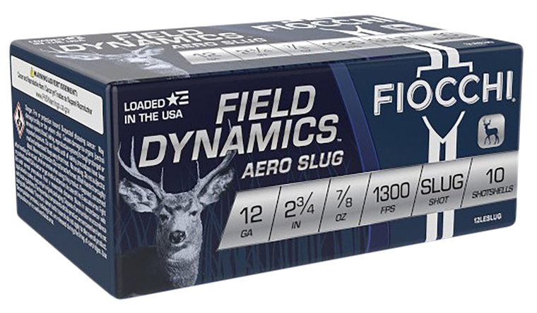 Fiocchi 12LESLUG Field Dynamics Aero 12 Gauge 2.75" 7/8 oz Rifled Slug Shot 10 Per Box/ 25 Cs