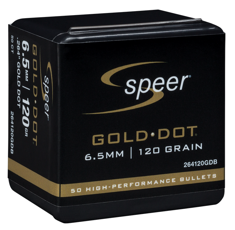 Speer Gold Dot Bullets 264 Caliber, 6.5mm (264 Diameter) 120 Grain Bonded Soft Point Box of 50