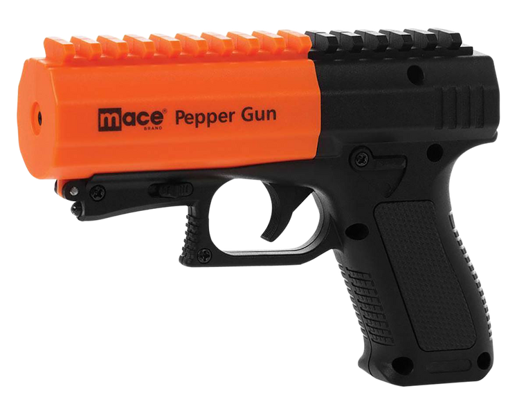 Mace 80586 Pepper Gun 2.0 Pepper Spray OC Pepper UV Dye 7 bursts Range 20 ft Black/Orange Includes LED Light