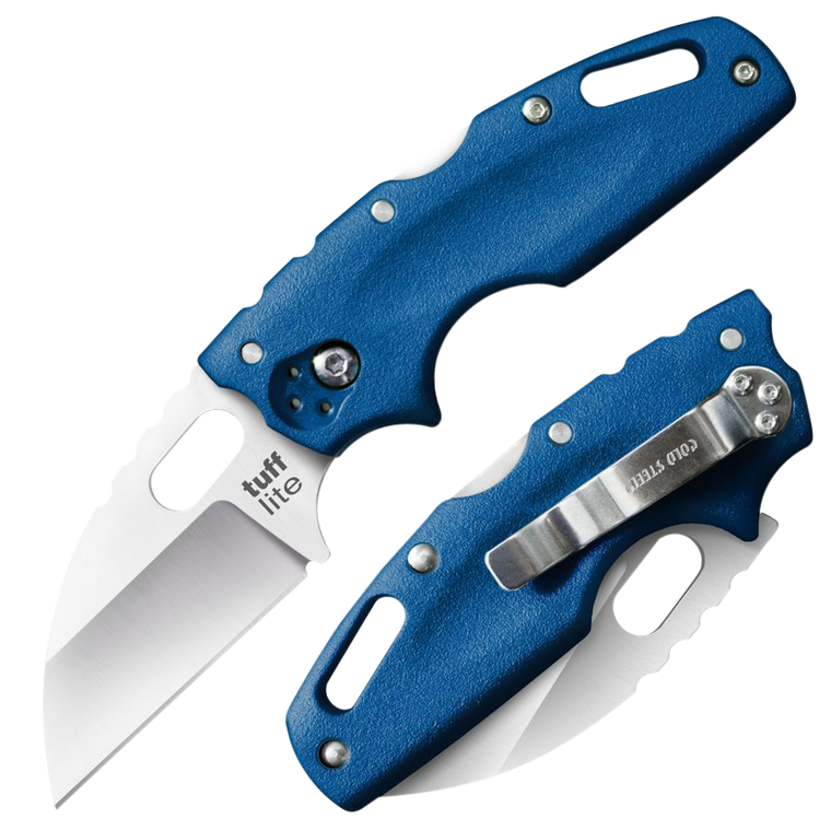 Cold Steel CS20LTB Tuff Lite 2.50" Folding Sheepsfoot Plain AUS-8A SS Blade/Blue Griv-Ex Handle Includes Belt Clip