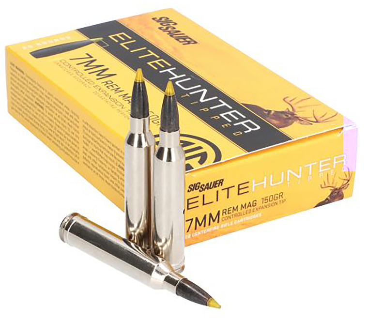 Sig Sauer E7RMTH220 Elite Hunter Tipped7mm Rem Mag 150 gr 3000 fps Controlled Expansion Tip (CET) 20 Bx/10 Cs
