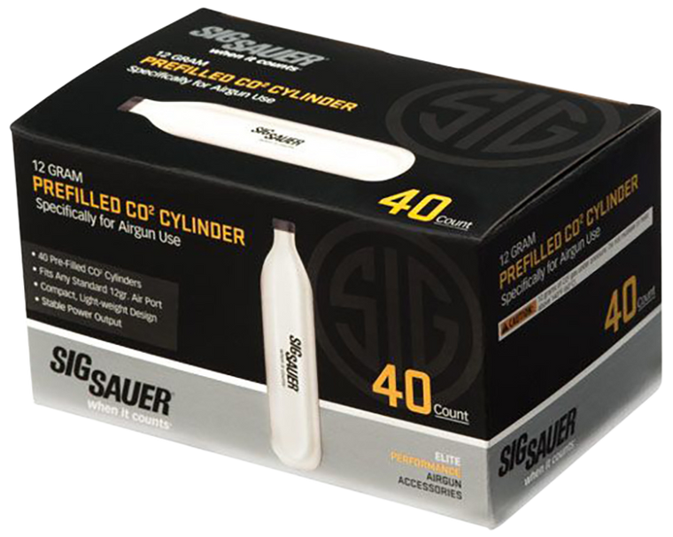 Sig Sauer Airguns AC1240 CO2 Cylinders Cartridges, 12 Grams, 40 Per Box