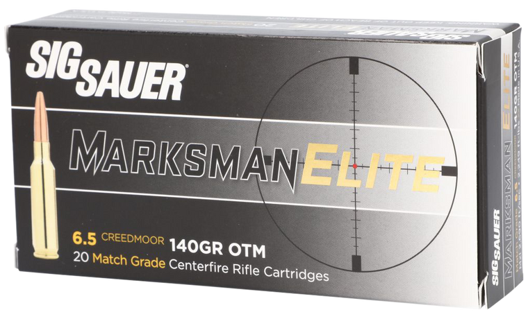 Sig Sauer E65CM120 Marksman Elite6.5 Creedmoor 140 gr 2690 fps Open Tip Match (OTM) 20 Bx/10 Cs