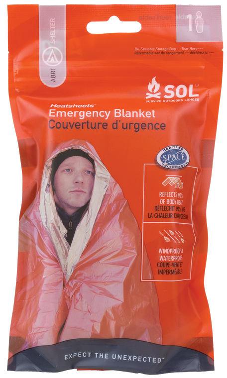 Survive Outdoors Longer 01401222 SOL Emergency Blanket Warmth Waterproof Orange Metalized Polyethylene