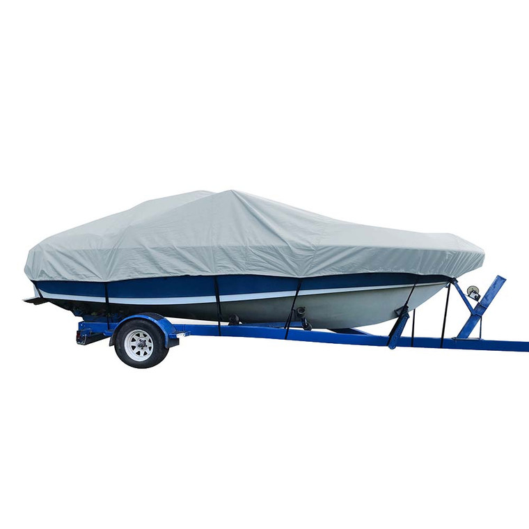 Carver Sun-DURA¬Æ Styled-to-Fit Boat Cover f/19.5' V-Hull Low Profile Cuddy Cabin Boats w/Windshield & Rails - Grey