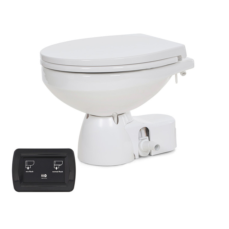 Jabsco Quiet Flush E2 Fresh Water Toilet Regular Bowl - 12V ‚Äì Soft Close Lid