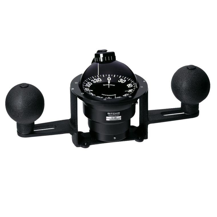 Ritchie YB-600 Globemaster Steel Boat Compass w/5¬∞ Card - 12V - Yoke Mounted - Black