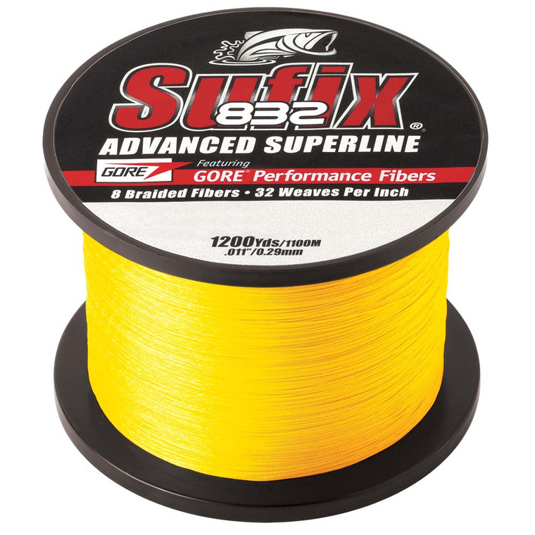 Sufix 832¬Æ Advanced Superline¬Æ Braid - 15lb - Hi-Vis Yellow - 1200 yds