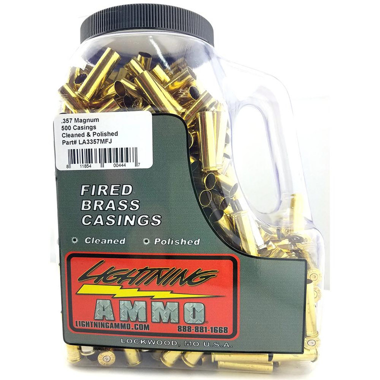 Lightning Ammo Reman. Cleaned & Polished Brass .357 Mag 500/Ct Jug