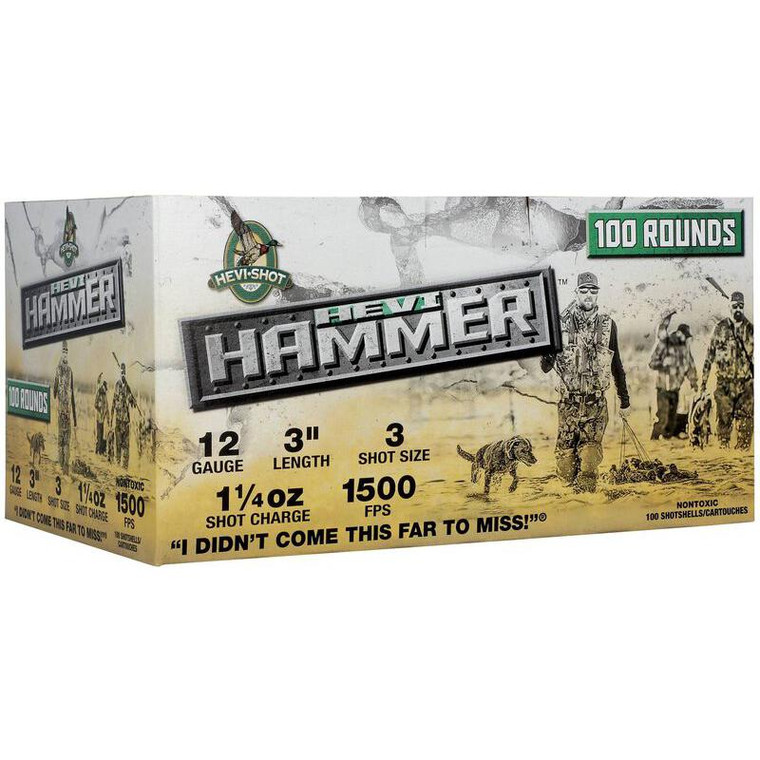 Hevi-Shot Hevi-Hammer Shotshells 12Ga 3" 1-1/4Oz 1500 Fps #3 100/Ct