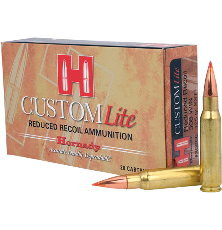 Hornady Custom Lite Ammunition 308 Winchester 125 Grain SST Polymer Tip 20RD